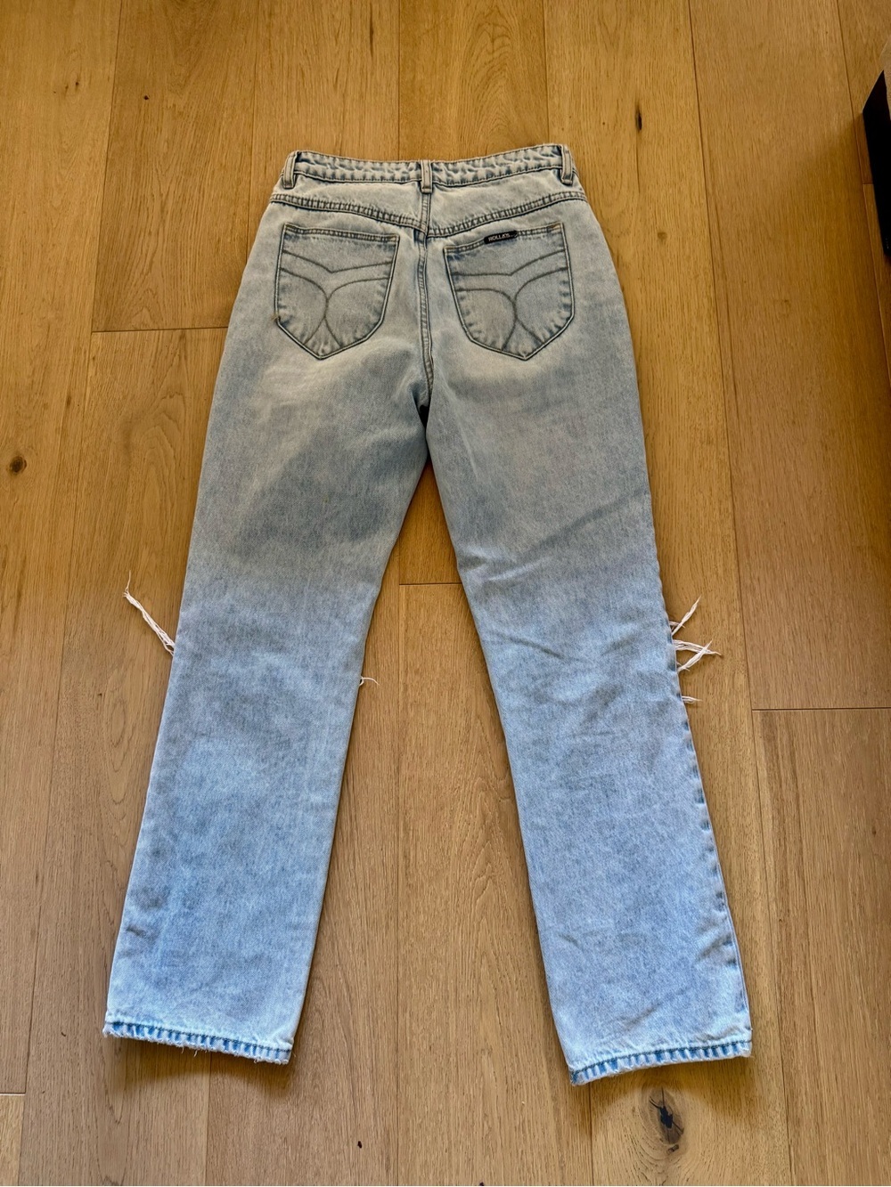ROLLA'S Original High-Rise Light Blue Distressed Straight Jeans - Picture 4 of 7